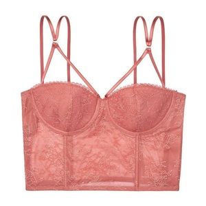 •NWT VS Very Sexy Lightly Lined Bustier Lace Top // Rose // 32DD